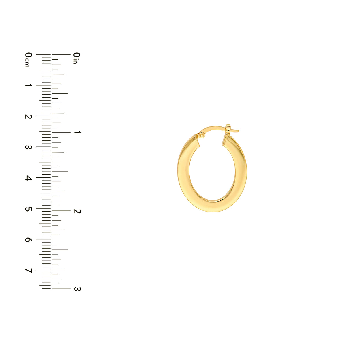 Grandes créoles ovales profilées en or jaune 14k