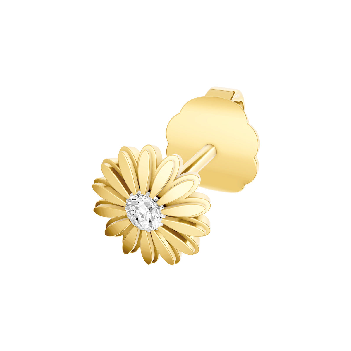 Puces d'oreilles marguerite 6,1 mm en or jaune et diamant naturel