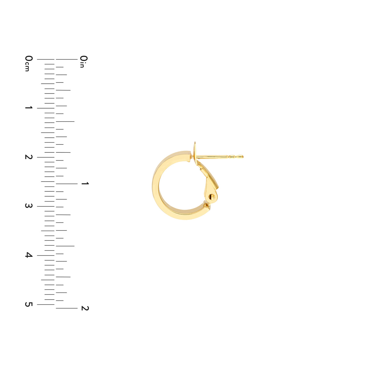 Créoles Huggies architecturales 10 mm à profil rectangulaire en or jaune 14k