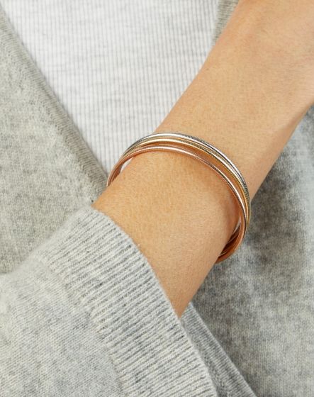Bracelet triple rang extensible en or tricolore 14k
