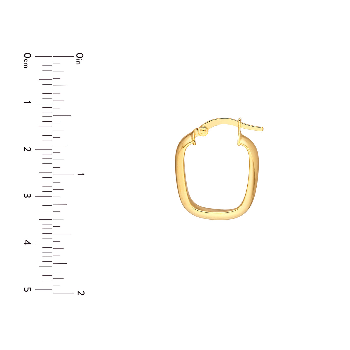 Créoles carrées polies en or jaune 14k