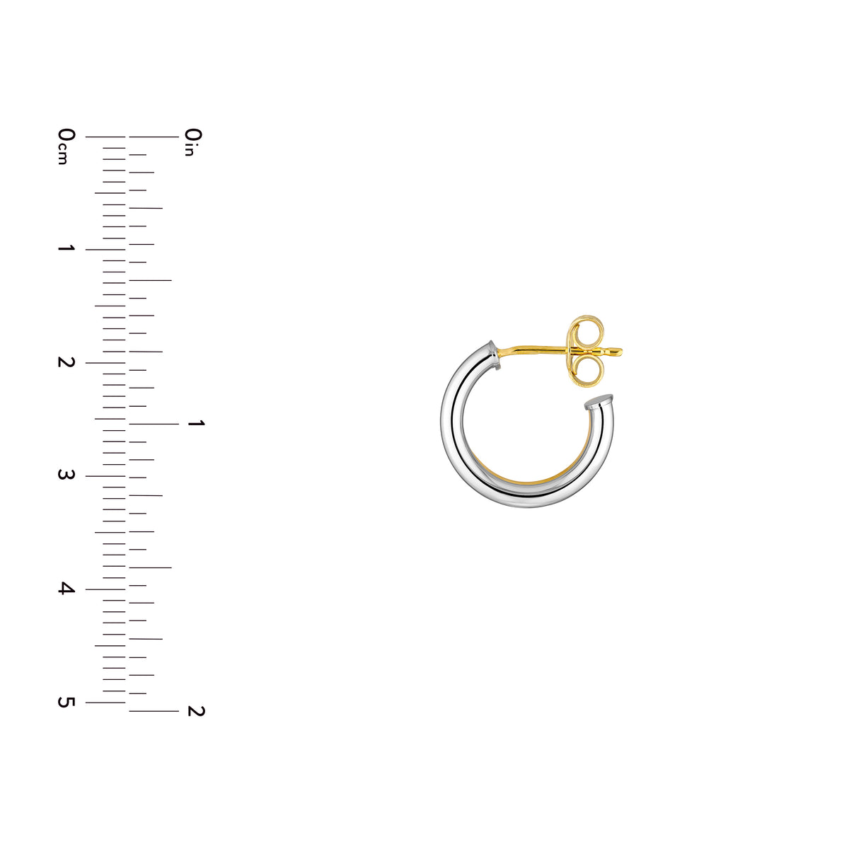 Demi-créoles doubles ouvertes 10 mm biton en or jaune et or blanc 14k