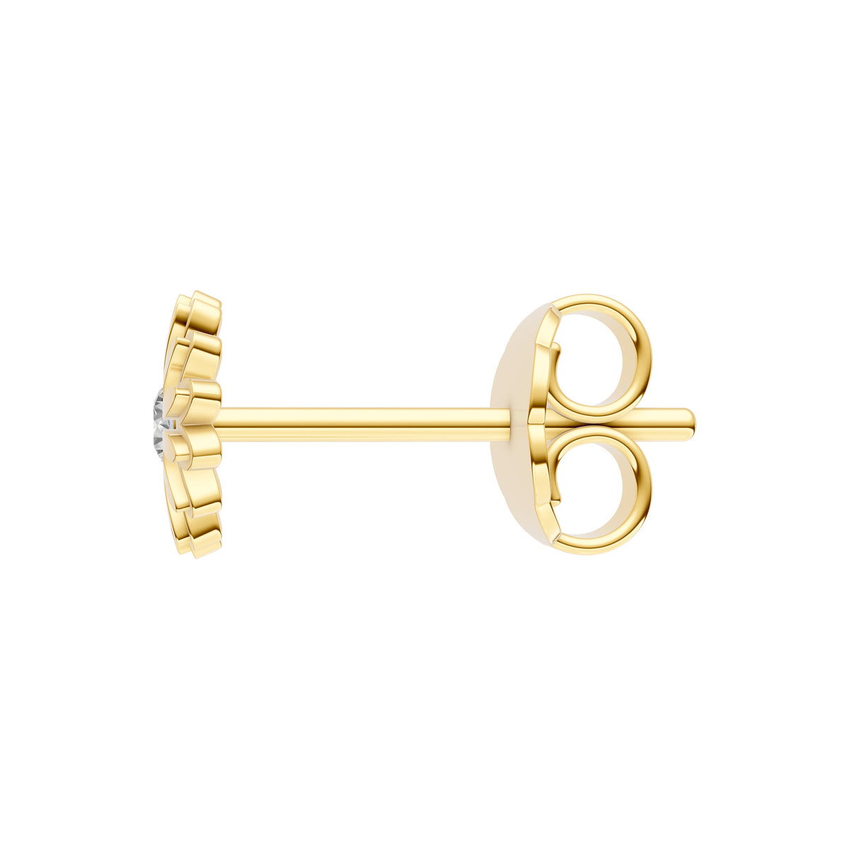 Puces d'oreilles marguerite 6,1 mm en or jaune et diamant naturel
