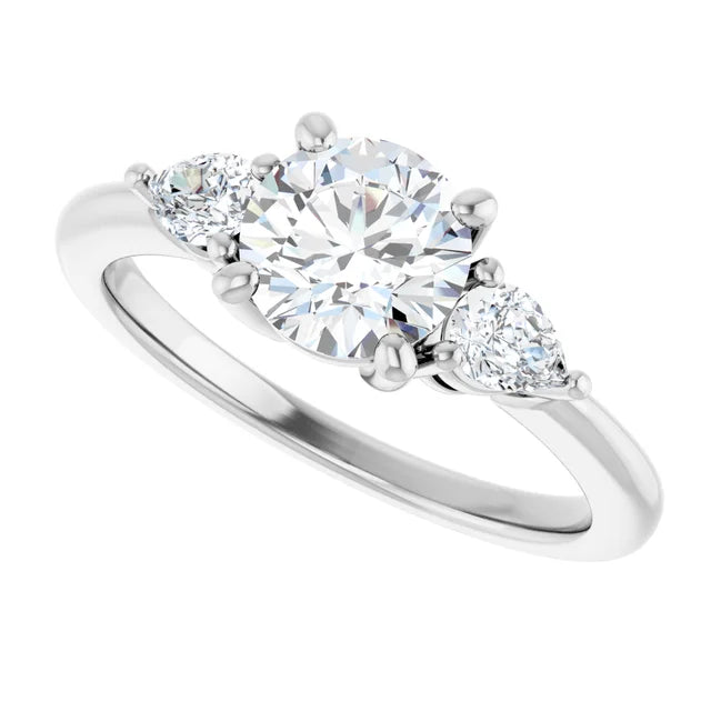 Bague de fiançailles Trilogie en or 14 carats et diamants de laboratoire