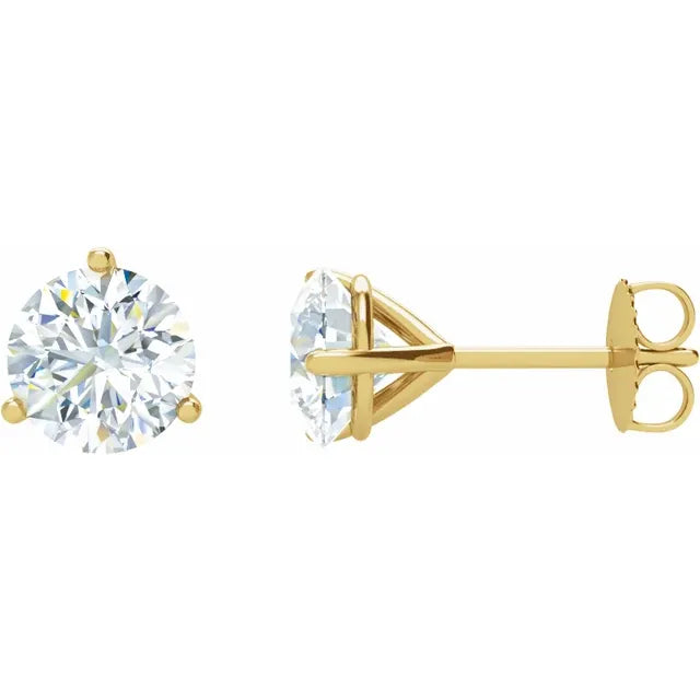 BOUCLES D'OREILLES 3 GRIFFES AVEC DIAMANTS DE LABORATOIRE RONDS BRILLANTS TOTAL 2,5 CARATS
