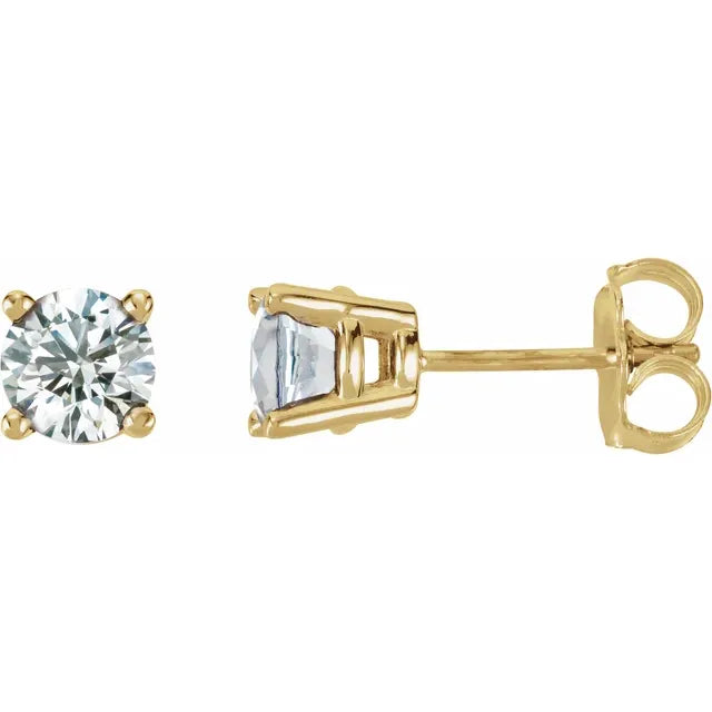 BOUCLES D'OREILLES 4 GRIFFES AVEC DIAMANTS DE LABORATOIRE RONDS BRILLANTS TOTAL 2 CARATS