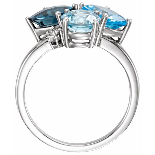 Ring Set with Blue Topaz and Diamonds in White Gold