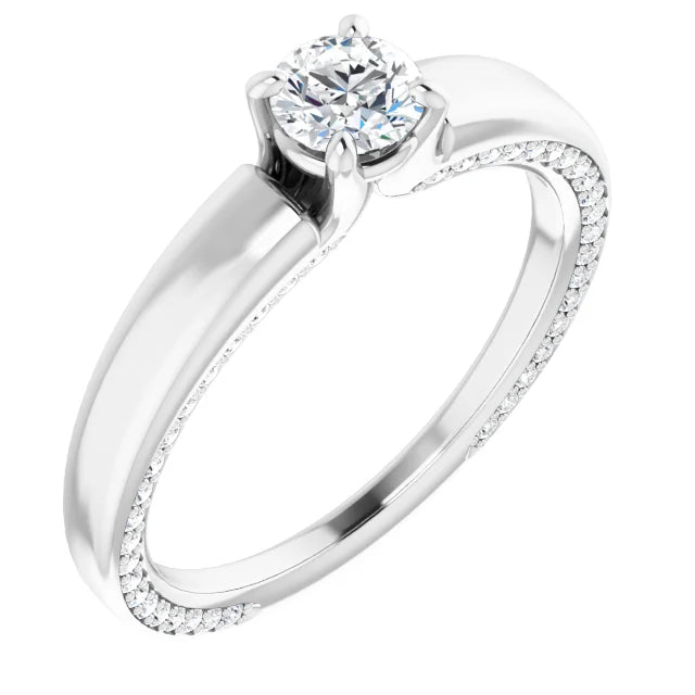 White Gold Diamond Solitaire Engagement Ring with 4 Prongs