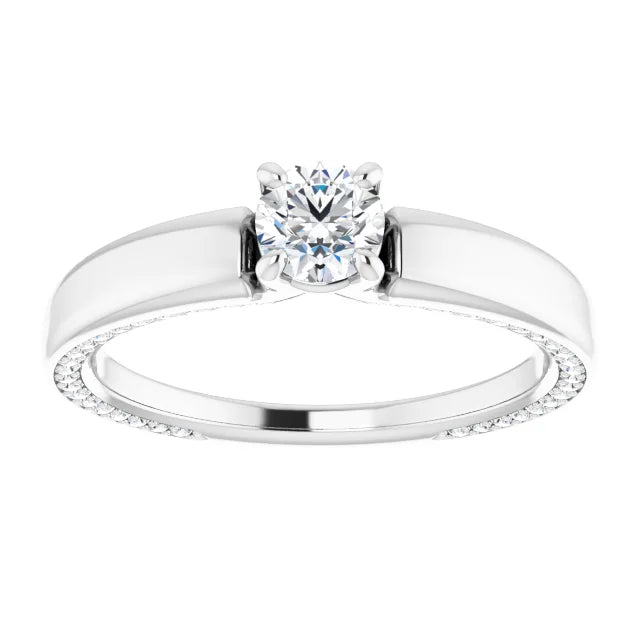 White Gold Diamond Solitaire Engagement Ring with 4 Prongs