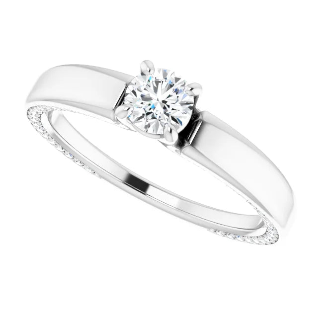 White Gold Diamond Solitaire Engagement Ring with 4 Prongs
