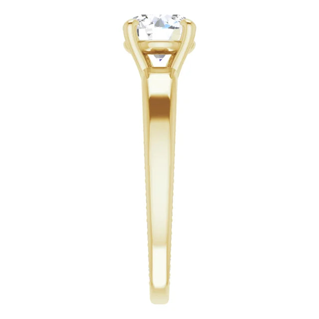 Bague d'engagement solitaire à 4 griffes en or blanc 14k avec diamant de laboratoire rond 1,50 ct et pavé secret
