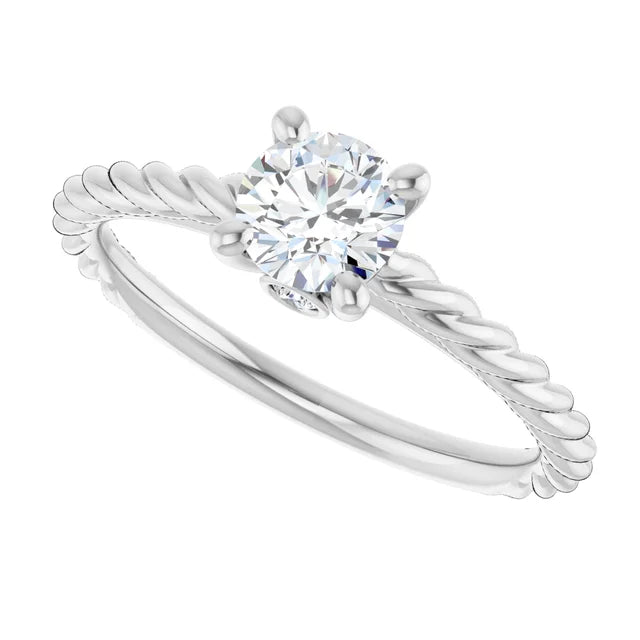White Gold Diamond Solitaire Engagement Ring with 4 Prongs