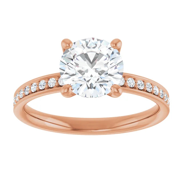 Bague de fiançailles solitaire et pavé en or jaune 10k avec diamant de laboratoire rond de 1,50 ct (VVS1, E, IGI) et 24 diamants d'entourage