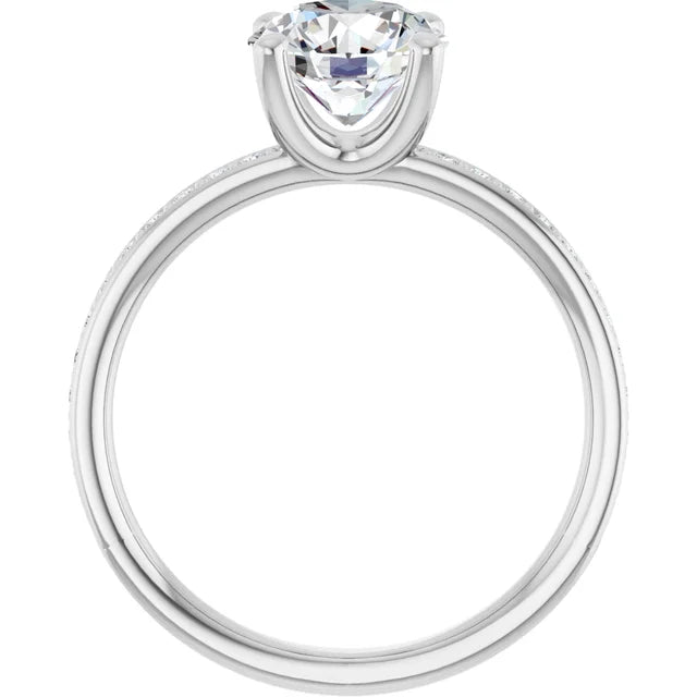 Bague de fiançailles solitaire et pavé en or jaune 10k avec diamant de laboratoire rond de 1,50 ct (VVS1, E, IGI) et 24 diamants d'entourage