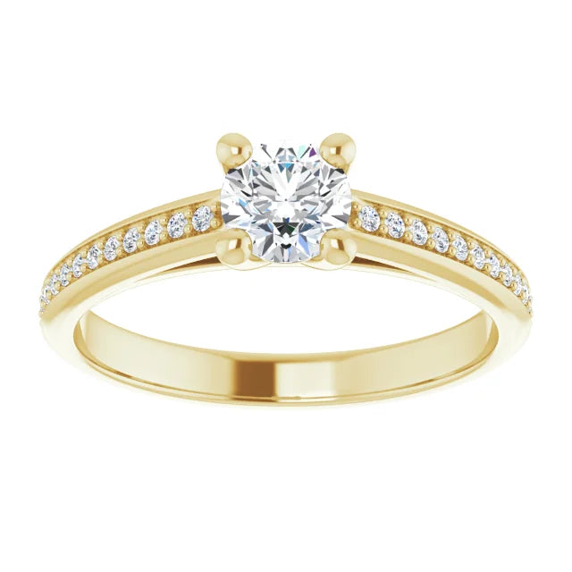 Round Cut Diamond Engagement Ring Pavé White Gold