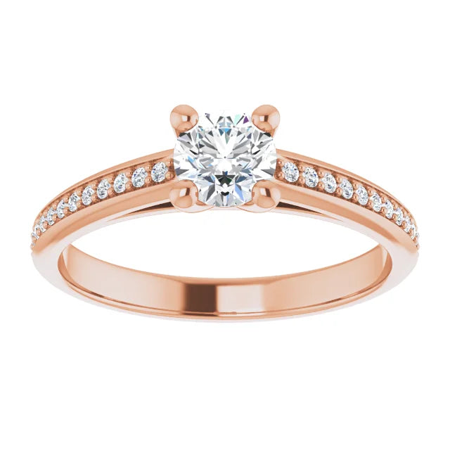 Round Cut Diamond Engagement Ring Pavé White Gold