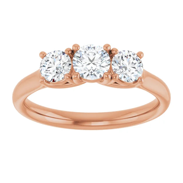 Bague de fiançailles Trinité (3 pierres) en or blanc 14k avec diamant central rond de 0,30 ct (GIA) et 2 diamants latéraux