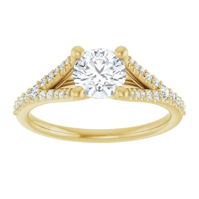 Bague De Fiançailles Diamant Coupe Ronde Pavé Or Blanc