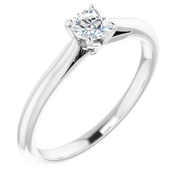 White Gold Diamond Solitaire Engagement Ring with 4 Prongs