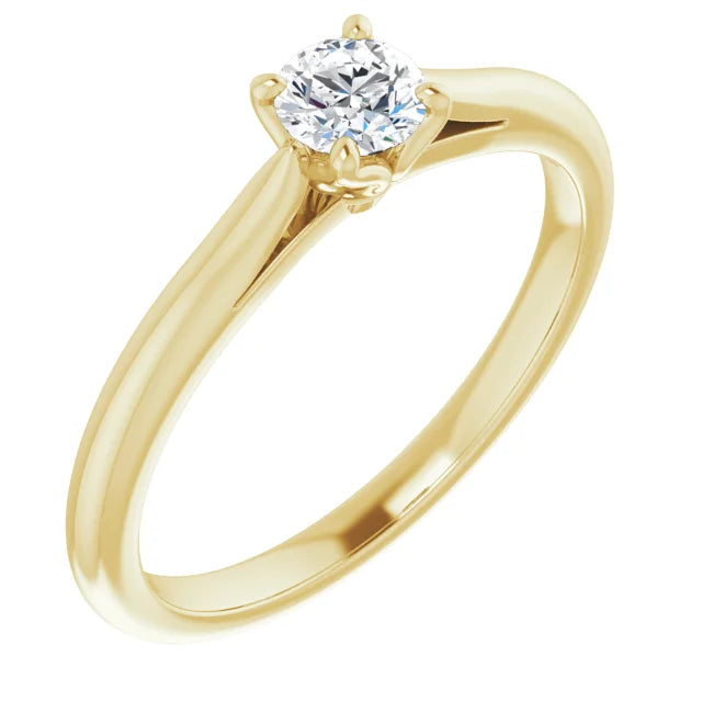 White Gold Diamond Solitaire Engagement Ring with 4 Prongs