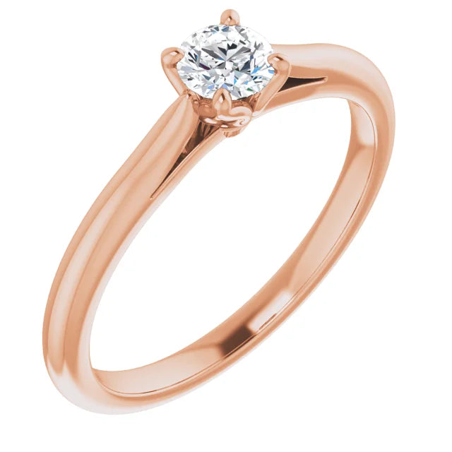 White Gold Diamond Solitaire Engagement Ring with 4 Prongs