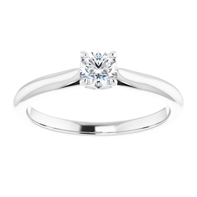 White Gold Diamond Solitaire Engagement Ring with 4 Prongs