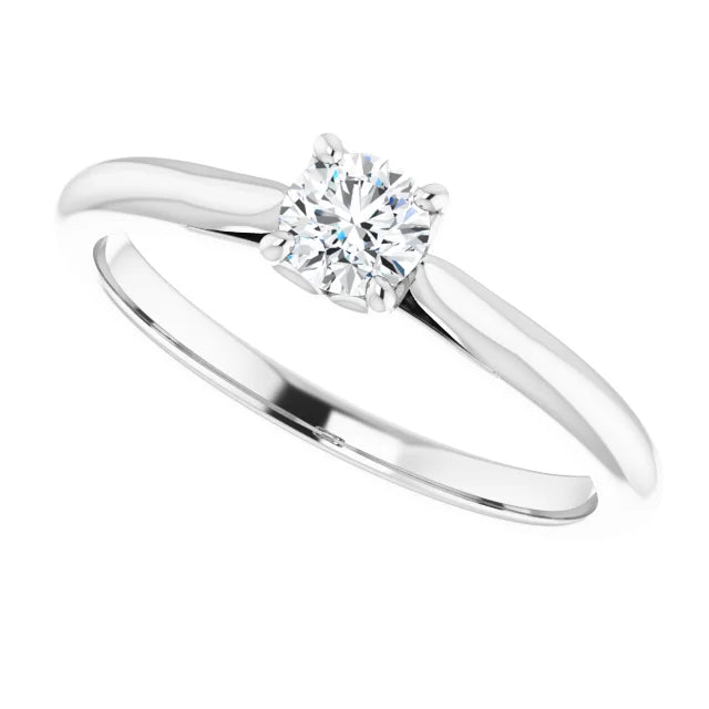 White Gold Diamond Solitaire Engagement Ring with 4 Prongs