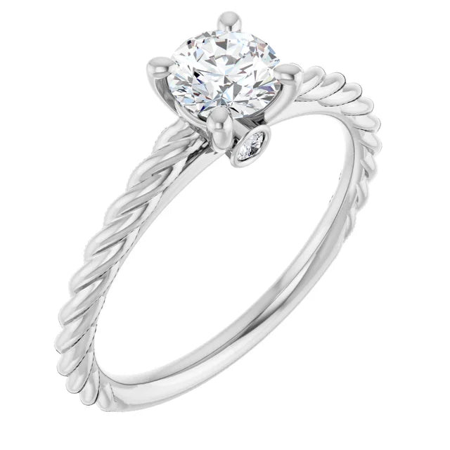 White Gold Diamond Solitaire Engagement Ring with 4 Prongs