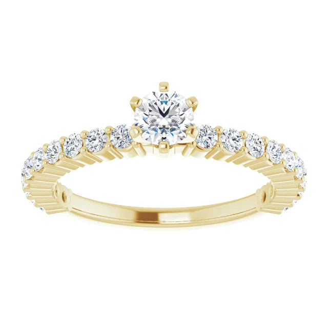 Bague de fiançailles solitaire et pavé en or blanc 14k avec diamant central rond de 0,25 ct (GIA) et 20 diamants d'entourage