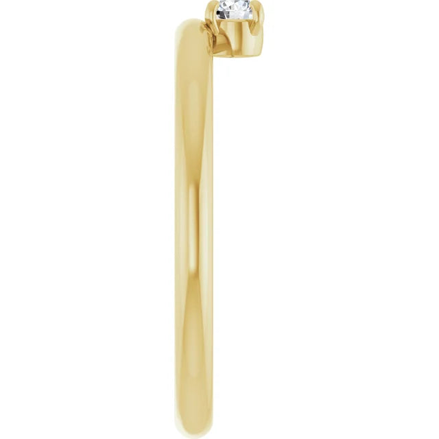 Bague solitaire délicate à 4 griffes en or blanc 14k avec diamant rond 0,10 ct