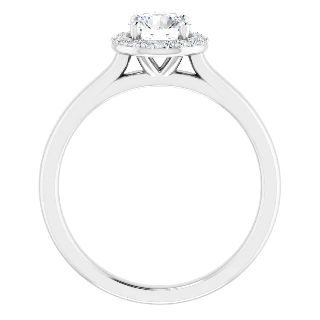 Bague d'engagement halo en or blanc 14k avec diamant naturel rond 0,60 ct