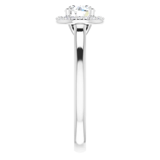 Bague d'engagement halo en or blanc 14k avec diamant naturel rond 0,60 ct