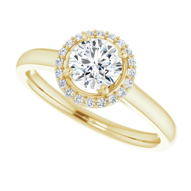 Bague d'engagement halo en or blanc 14k avec diamant naturel rond 0,60 ct
