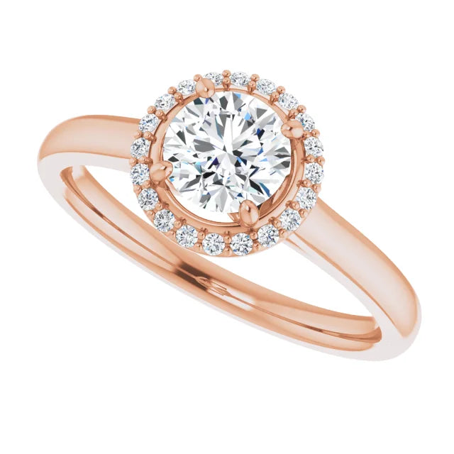 Bague d'engagement halo en or blanc 14k avec diamant naturel rond 0,60 ct