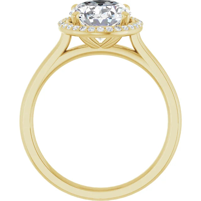 Bague d'engagement halo en or blanc 14k avec diamant de laboratoire ovale 2,00 ct