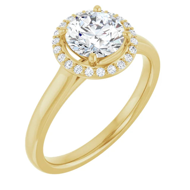 Bague d'engagement halo en or blanc 14k avec diamant naturel rond 0,60 ct