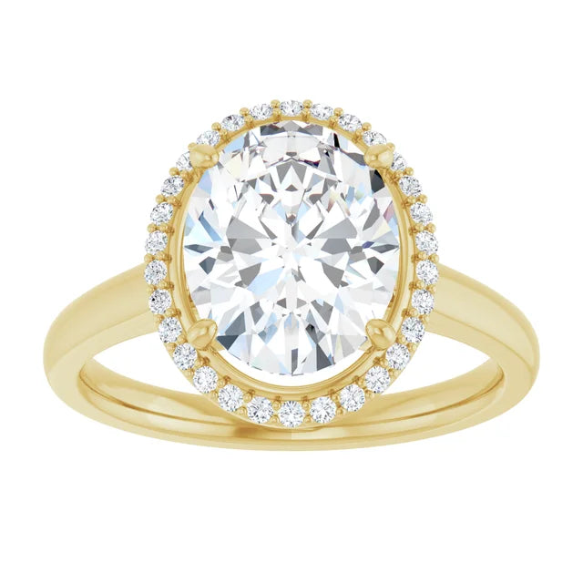 Bague d'engagement halo en or blanc 14k avec diamant de laboratoire ovale 2,00 ct