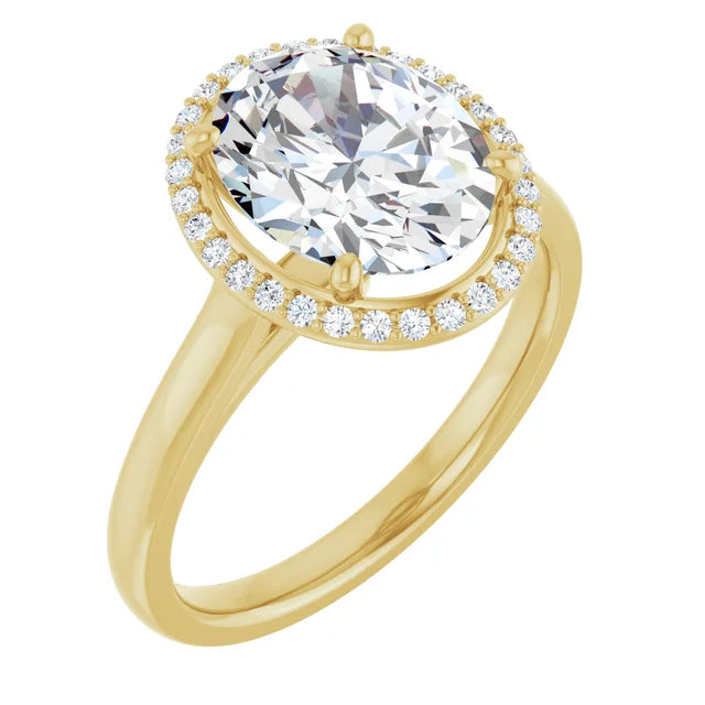 Bague d'engagement halo en or blanc 14k avec diamant de laboratoire ovale 2,00 ct