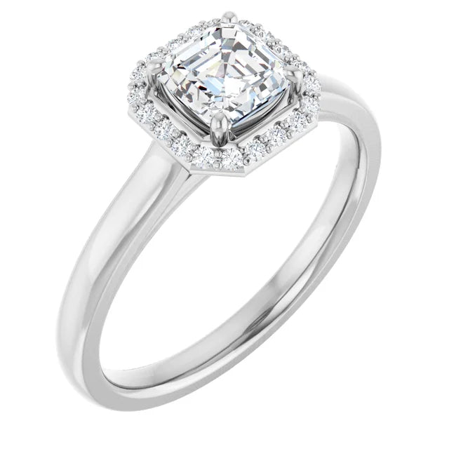 14 Karat White Gold Halo Wedding Ring