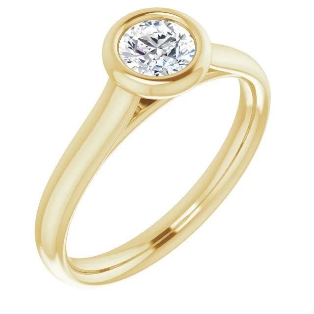 Yellow Gold Diamond Solitaire Engagement Ring with 4 Prongs