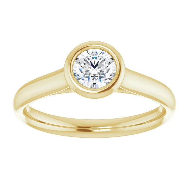 Yellow Gold Diamond Solitaire Engagement Ring with 4 Prongs