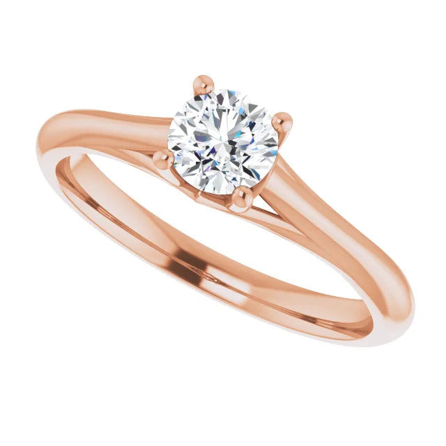 Bague d'engagement solitaire quatre griffes en or blanc 14k avec diamant naturel 0,40 ct