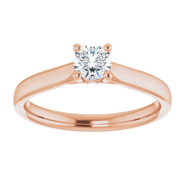 Bague d'engagement solitaire quatre griffes en or blanc 14k avec diamant naturel 0,30 ct