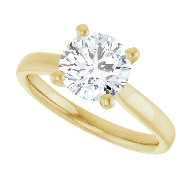 Bague d'engagement solitaire en or jaune 14k avec diamant de laboratoire rond 1,75 ct