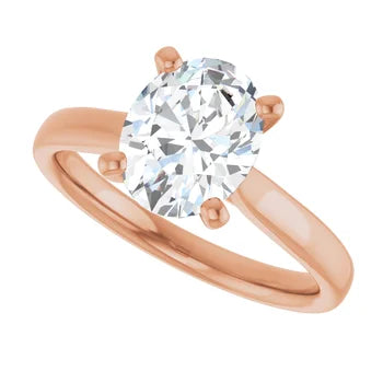 Bague d'engagement solitaire en or jaune 14k avec diamant de laboratoire ovale 1,75 ct