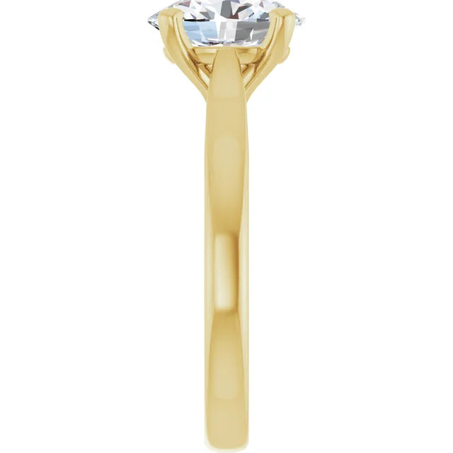 Bague d'engagement solitaire en or jaune 14k avec diamant de laboratoire ovale 1,75 ct