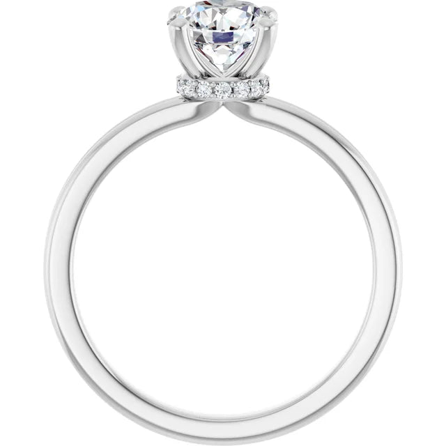 Bague d'engagement solitaire à 4 griffes et halo caché en or jaune 14k avec diamant de laboratoire rond 1,00 ct
