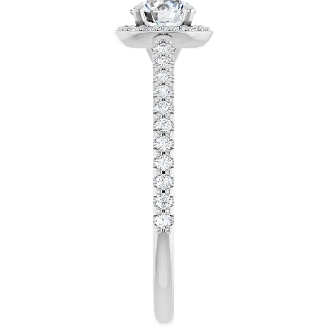 White Gold and Diamond Halo Engagement Ring