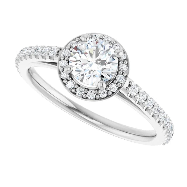White Gold and Diamond Halo Engagement Ring