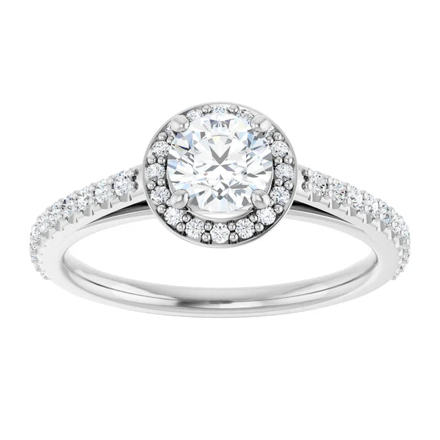 White Gold and Diamond Halo Engagement Ring